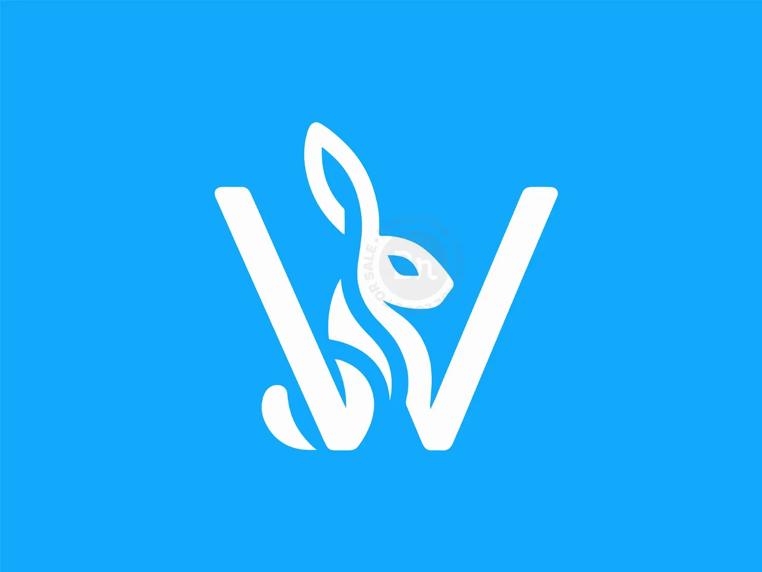 Modern Letter W With Abstract Rabbit Logo