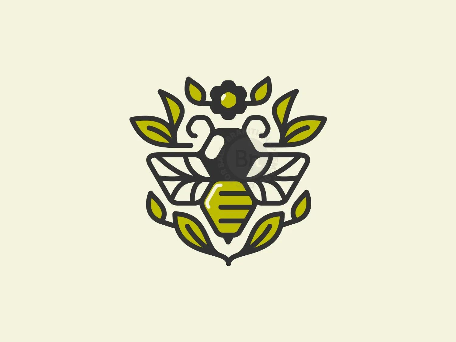 Geometric Bee Retro Flat Logo