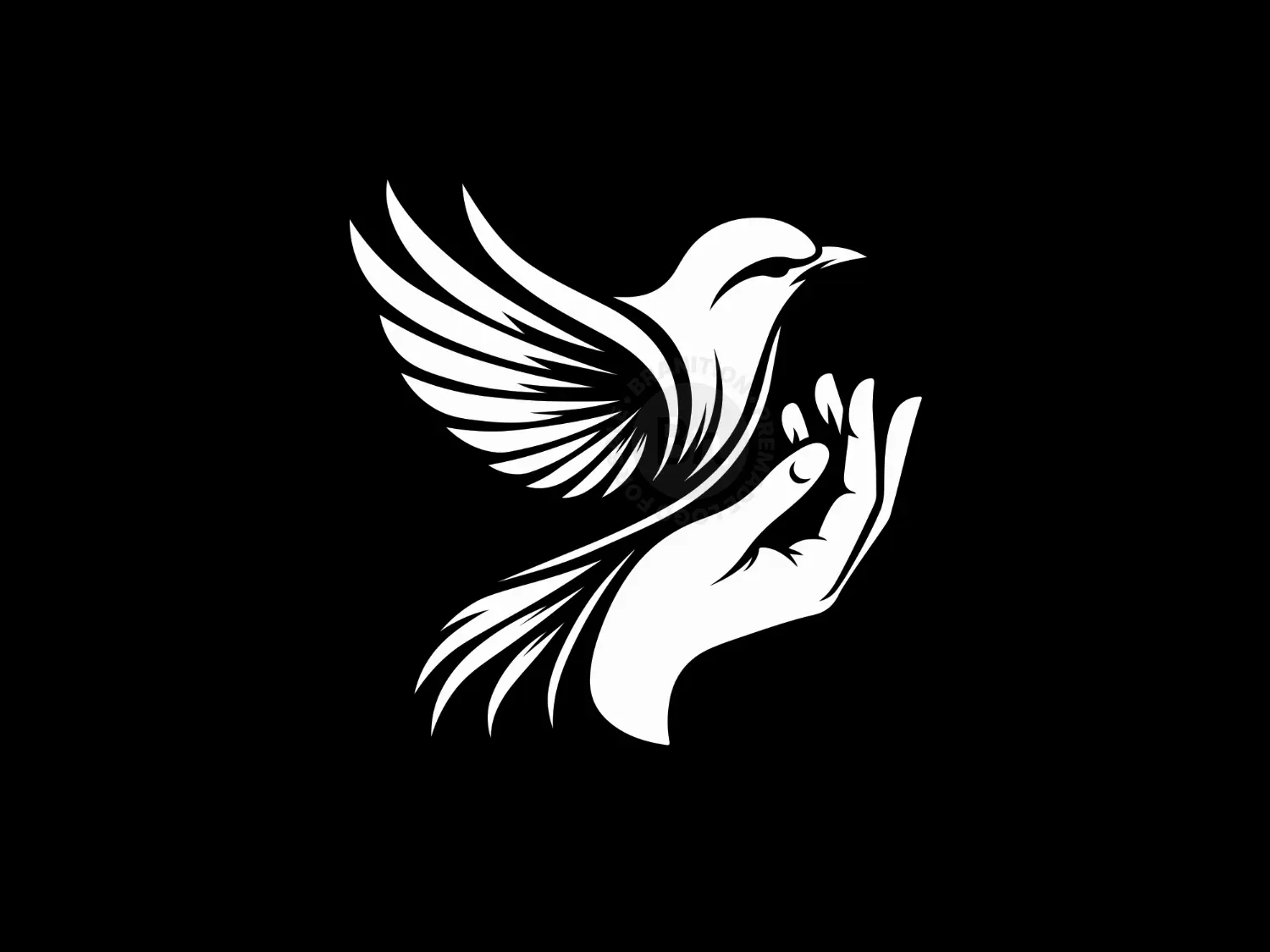 Elegant And Abstract Pigeon In Hand Logo