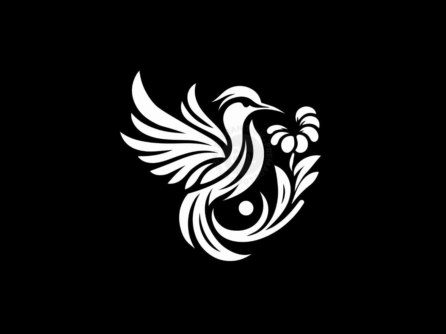 Abstract And Elegant Bird With Flower Logo