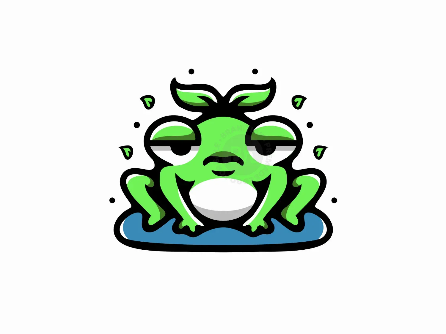 Cute Water Frog Leaf Logo