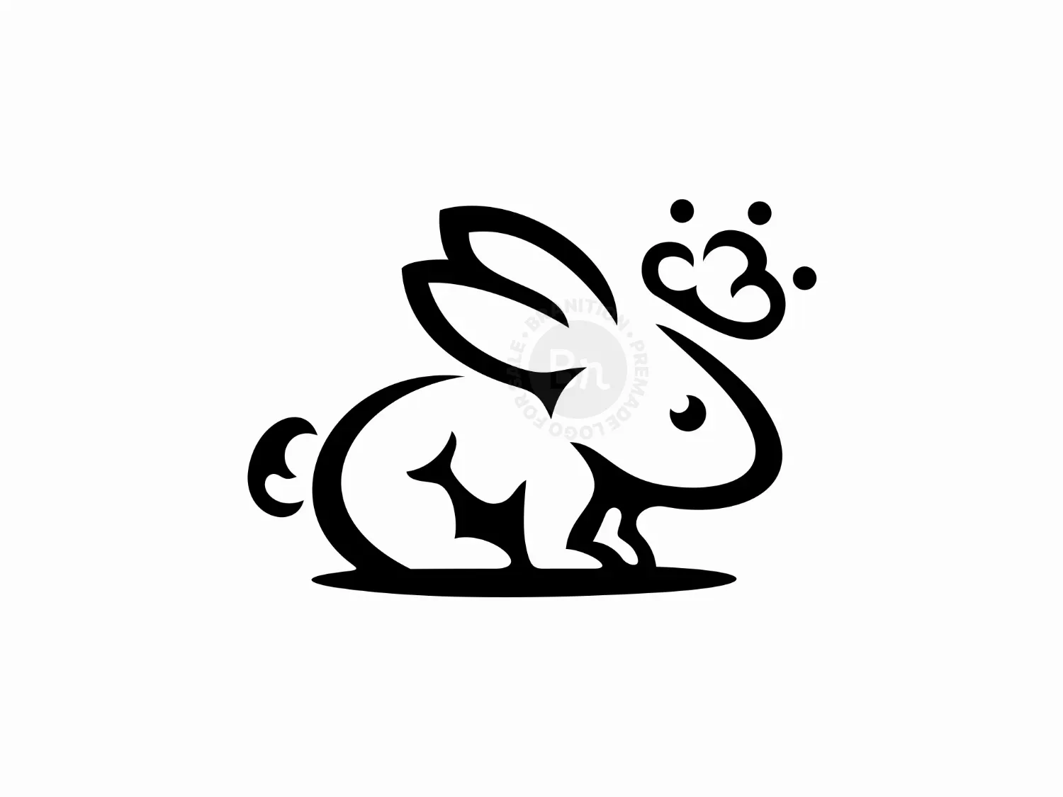 King Rabbit Outline Cute Logo