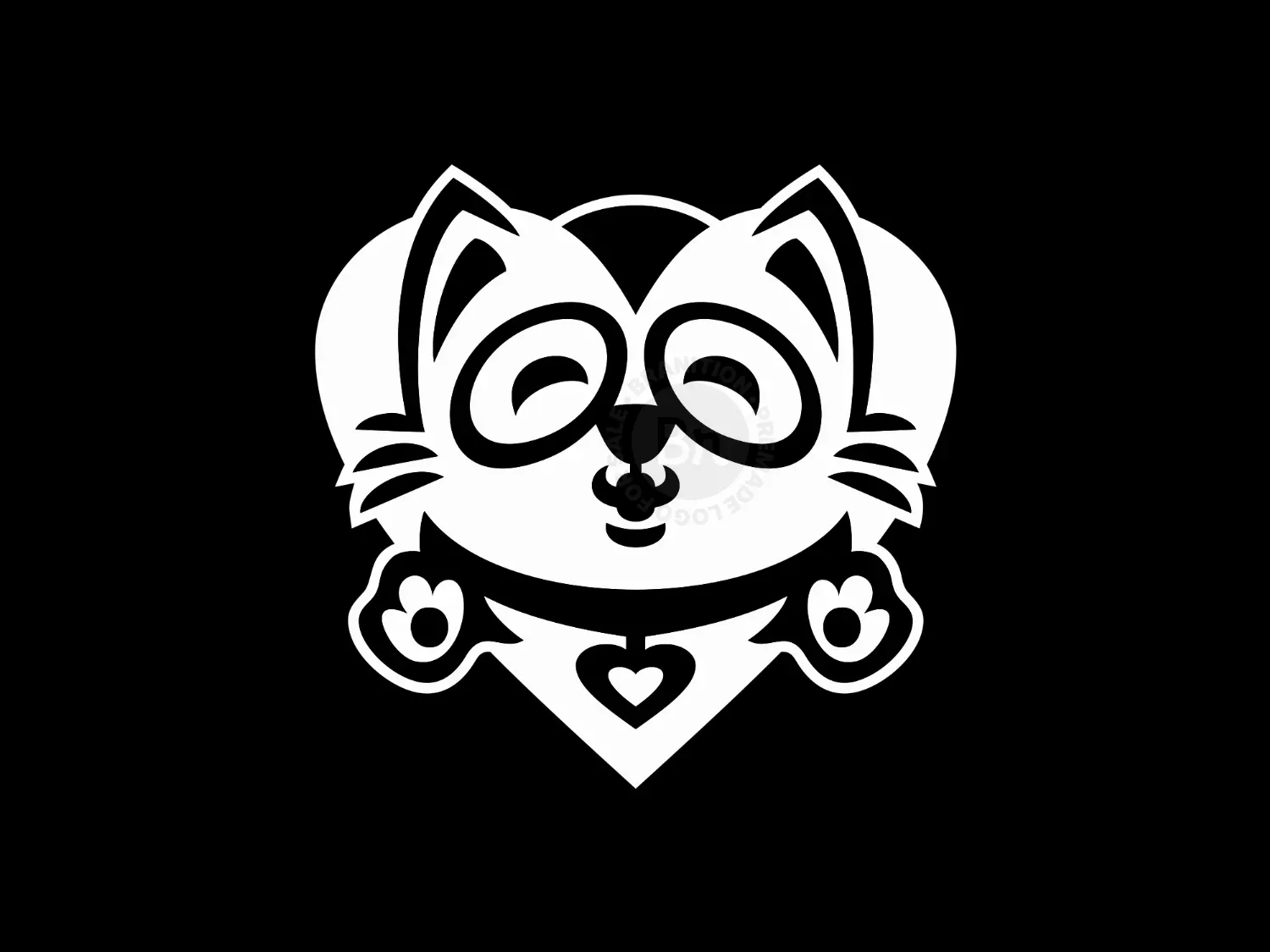 Cute Love Cat Mascot Logo