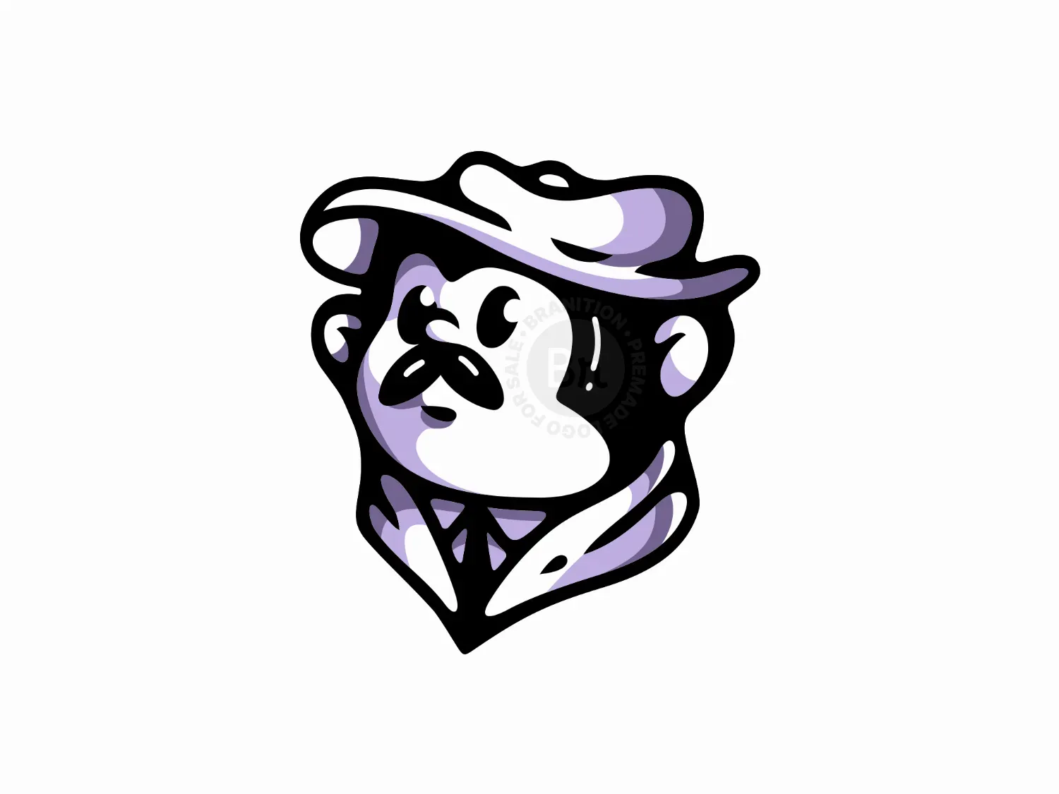 Cute Detective Mustache Monkey Logo