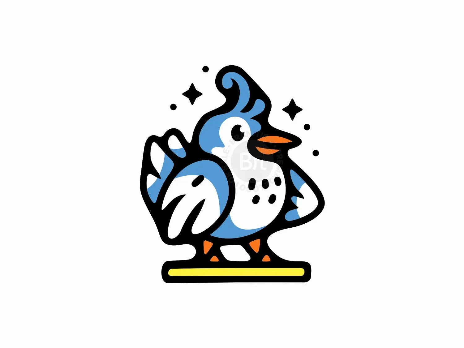 Cute Bird Blue Mascot Logo