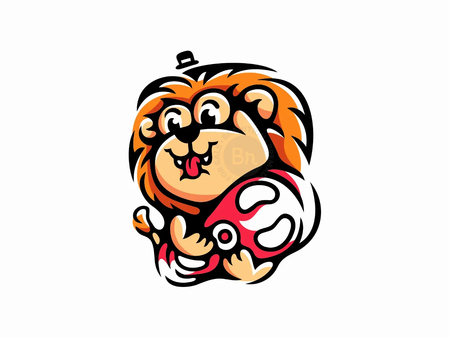 Cute Lion Meat Mascot Logo