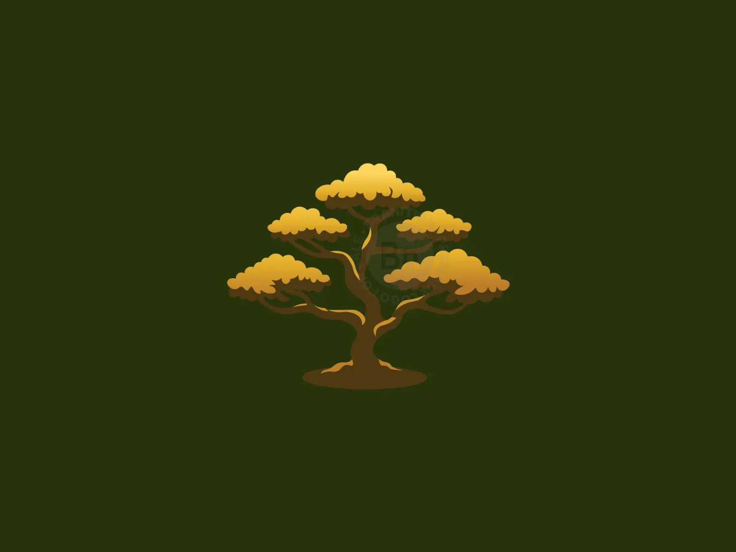 Simple And Golden Oak Tree Logo