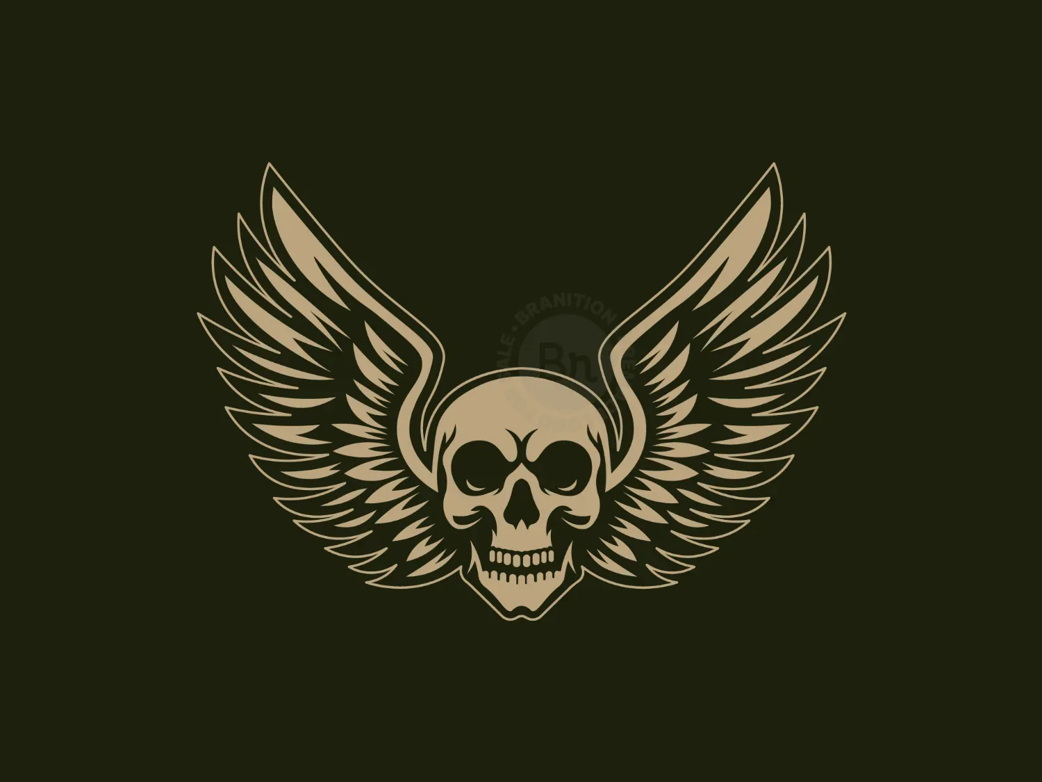 Skull With Double Wings Logo