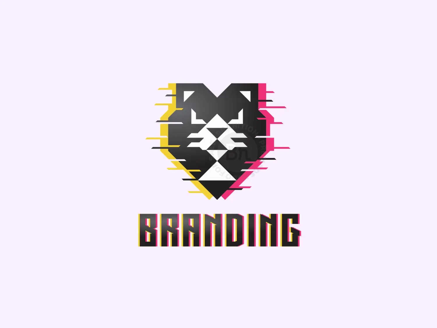 Retro Glitch Puma Face Logo