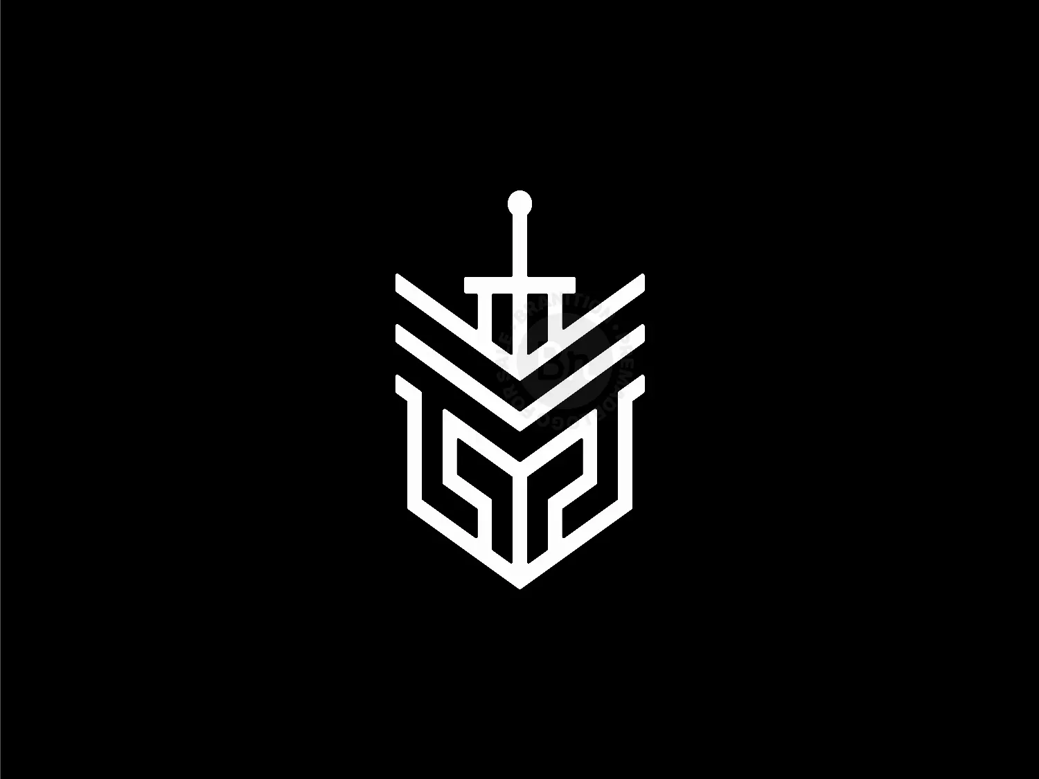 Spartan Sword Wings Monoline Logo