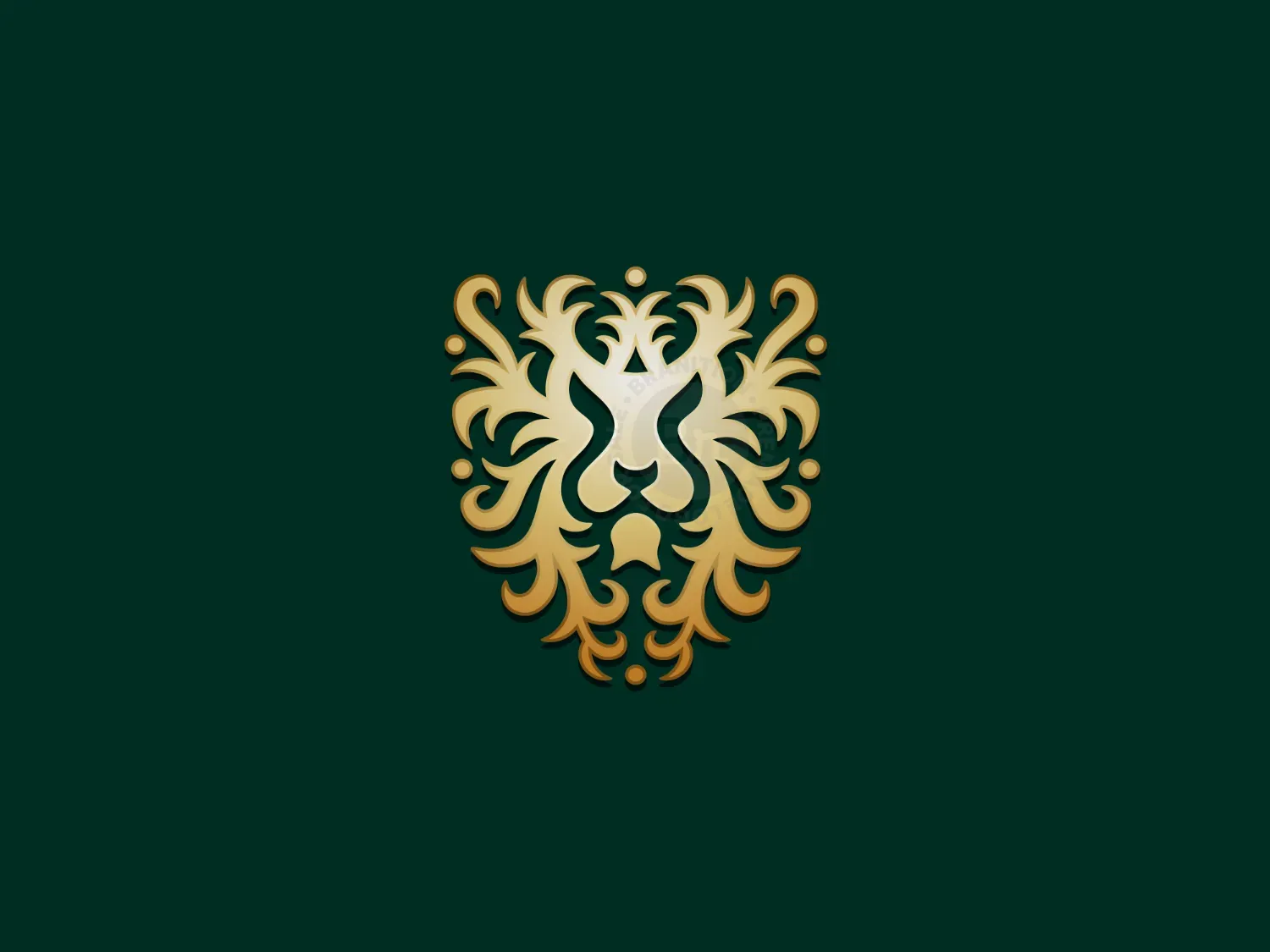 Golden Decorative Lion Shield Ornament Logo