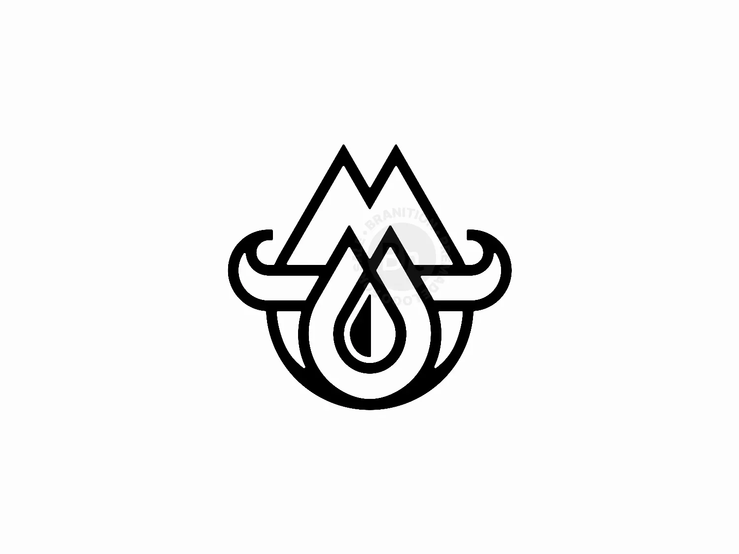 Letter M Bull Horns Droplet Logo