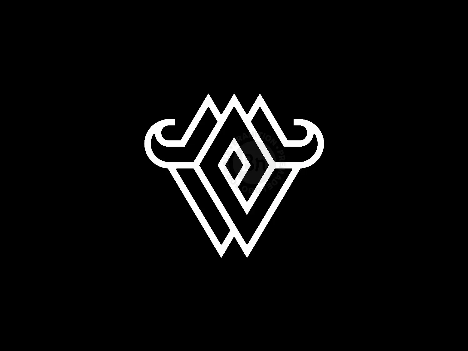 Letter W Horns Mountain Diamond Logo