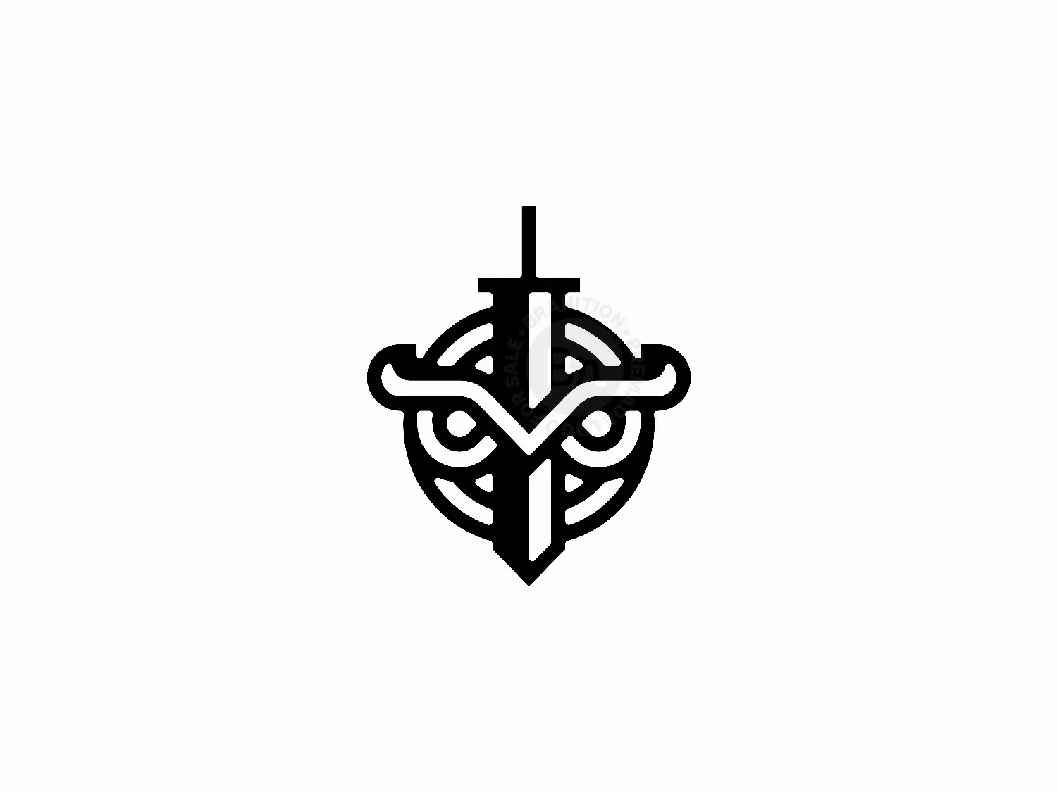 Letter O Owl Sword Logo