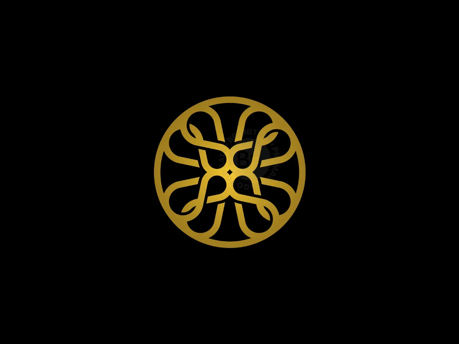 Golden Heart Flower Logo