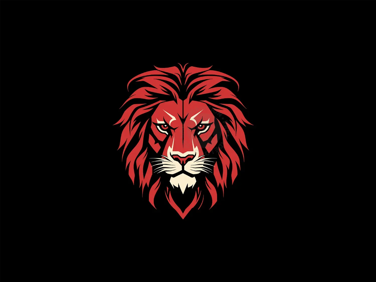 Modern Red Lion Head Logo
