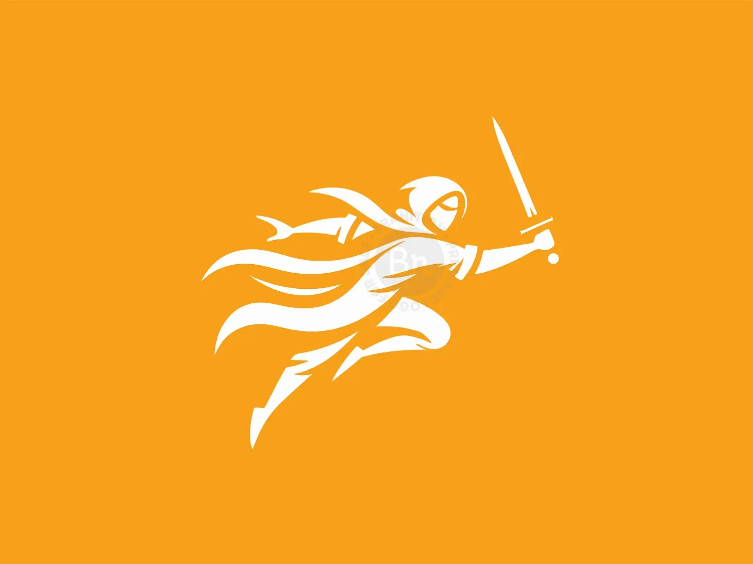 Modern Assassin Warrior With Sword Logo